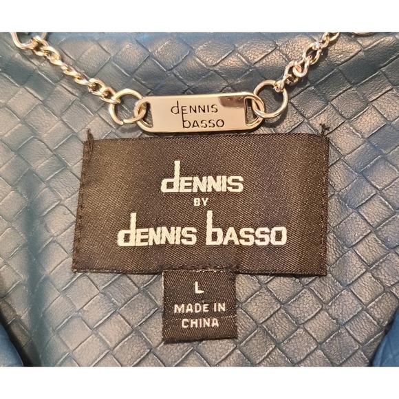 Faux Leather Dennis Basso Basketweave Jacket Size Large in Pine - Picture 5 of 5